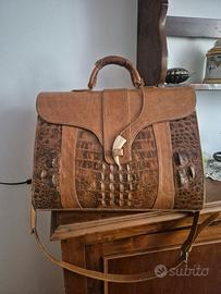 borsa tracolla in coccodrillo e pelle