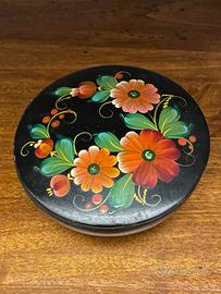 Scatola legno vintage dipinta a mano