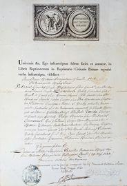 Documento cartaceo antico 1844 parma