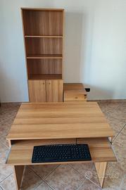 Scrivania + cassettiera + libreria