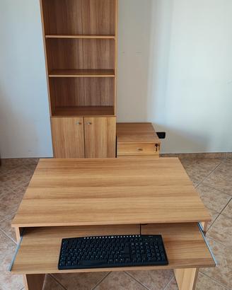 Scrivania + cassettiera + libreria