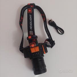Lampada frontale a LED con ricarica USB.pesca.trel