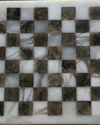 Scacchiera in marmo bianco e onice verde