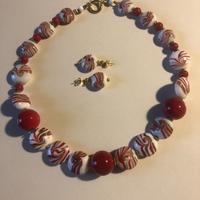 Collana e orecchini parure in vetro