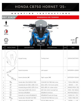 Cupolino Touring moto Honda CB 750 HORNET '25
