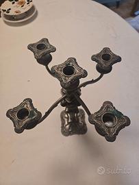 Candelabro 5 luci in metallo finitura argentata