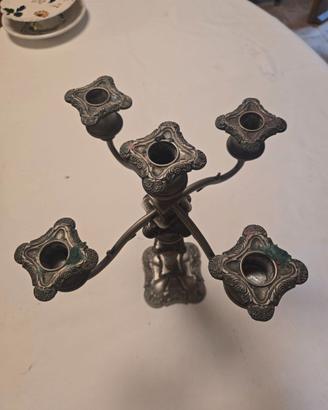 Candelabro 5 luci in metallo finitura argentata