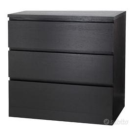 Cassettiera MALM con 3 cassetti marrone-nero