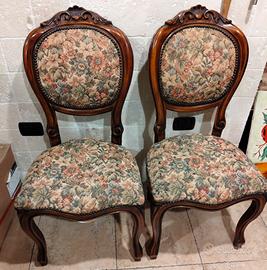 Set 6 sedie classiche imbottite in legno massello 