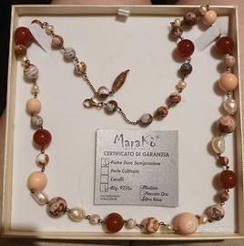 collana oro rosa e argento 925 con pietre semiprez