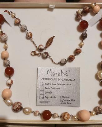 collana oro rosa e argento 925 con pietre semiprez