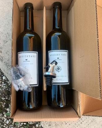 Set 2 bottiglie dosatrici in vetro per olio