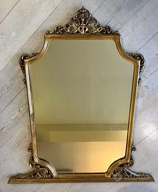 Specchiera barocca antica in legno intagliato dora