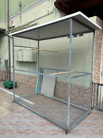 gabbia voliera 2x1 metro zincata con ruote 