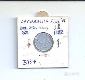 - moneta repubblica Italia 1 Lira 1952-cornucopia