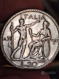Regno d'Italia moneta argento Littore 1927