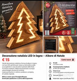 Decorazione natalizia LED in legno