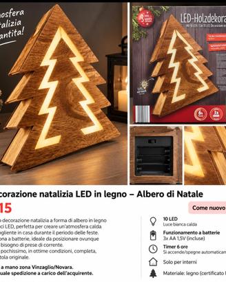 Decorazione natalizia LED in legno