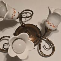 Plafoniera in ferro ottonato a tre luci