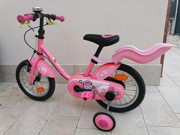 Bicicletta bambina 14” Rosa con rotelle, schienale