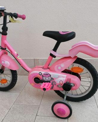 Bicicletta bambina 14” Rosa con rotelle, schienale