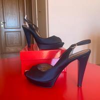 Scarpe chanel raso blu taglia 38