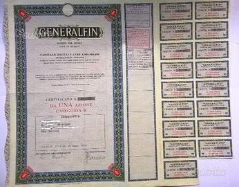 Scripofilia Azioni titoli Generalfin Spa Milano