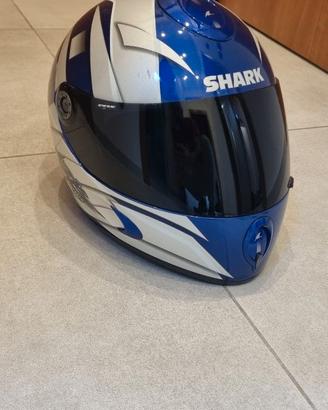 Casco integrale SHARK blu e argento – Grafica spor