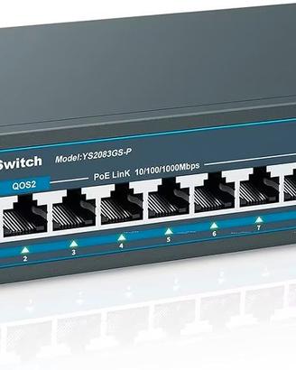 Switch PoE+ 8 porte Gigabit 120W con 2 uplink e SF