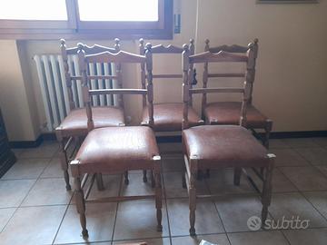 sedie di legno con seduta in pelle, prezzo cadauno