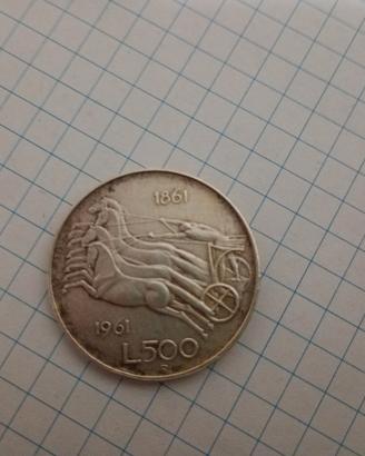moneta da 500 lire in argento centenario 1861 1961