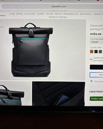 Piquadro Zaino Roll-Top porta PC 15,6