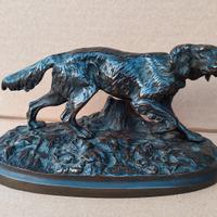 Scultura epoca bronzo cane da caccia 