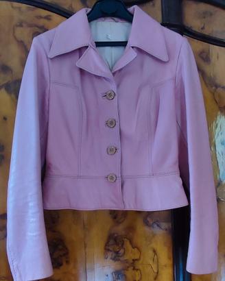 giacca in pelle, vintage, rosa Barbie