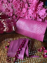 Pochette Rosa-fucsia in pelle+1
