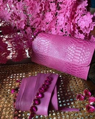 Pochette Rosa-fucsia in pelle+1