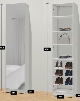 Armadio Pax Ikea bianco + anta a specchio