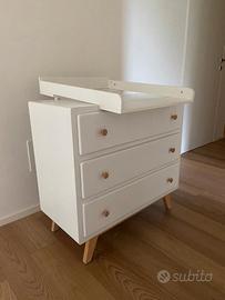 Mobile fasciatoio con cassettiera bianco