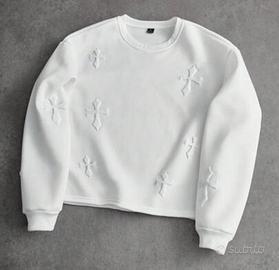 Felpa Senza Cappuccio Bianca Uomo Taglia XL