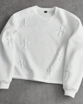 Felpa Senza Cappuccio Bianca Uomo Taglia XL