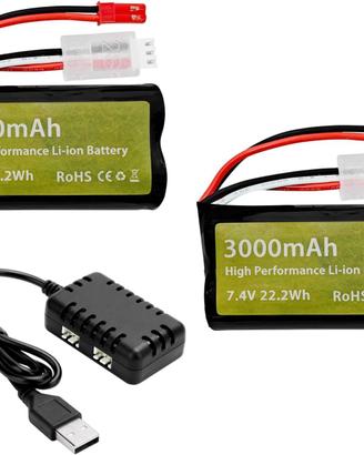2 Batterie Li-ion 7.4V 3000mAh JST-2P USB