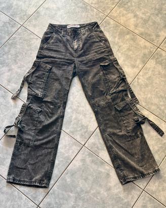 Pantaloni Cargo Bershka Nero Lavato