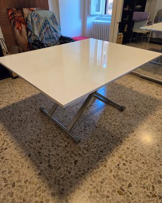 Tavolo bianco allungabile e regolabile in altezza