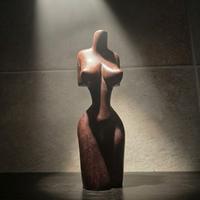 Scultura Busto Femminile in Legno Esotico Intaglia
