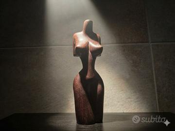 Scultura Busto Femminile in Legno Esotico Intaglia