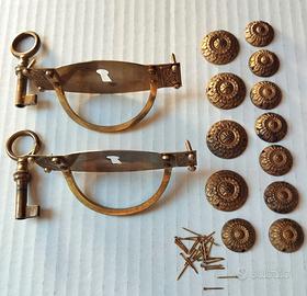 Lotto Ferramenta Vintage in Ottone per Mobili