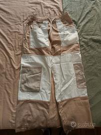 Pantalone baggy bianco e beige