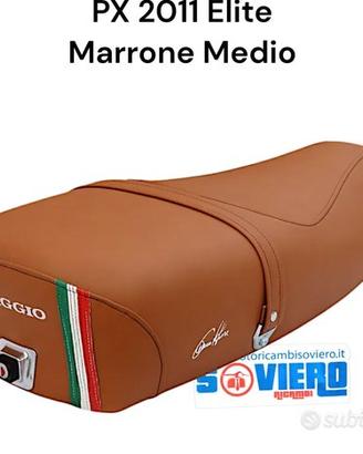 Sella Lunga marrone Medio tricolore Scritta Vespa