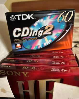 Audiocassette Sony C70 ( 9 pezzi ) + Tdk Chromo 60
