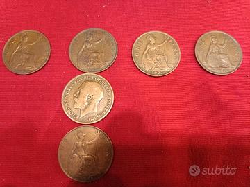 6 MONETE INGLESI DA 1 PENNY